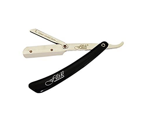 Fllik Fllik Barber Razor Barber Folding Shaving Razor for Salon Use for Men and Boys Stainless Steel Black Handle