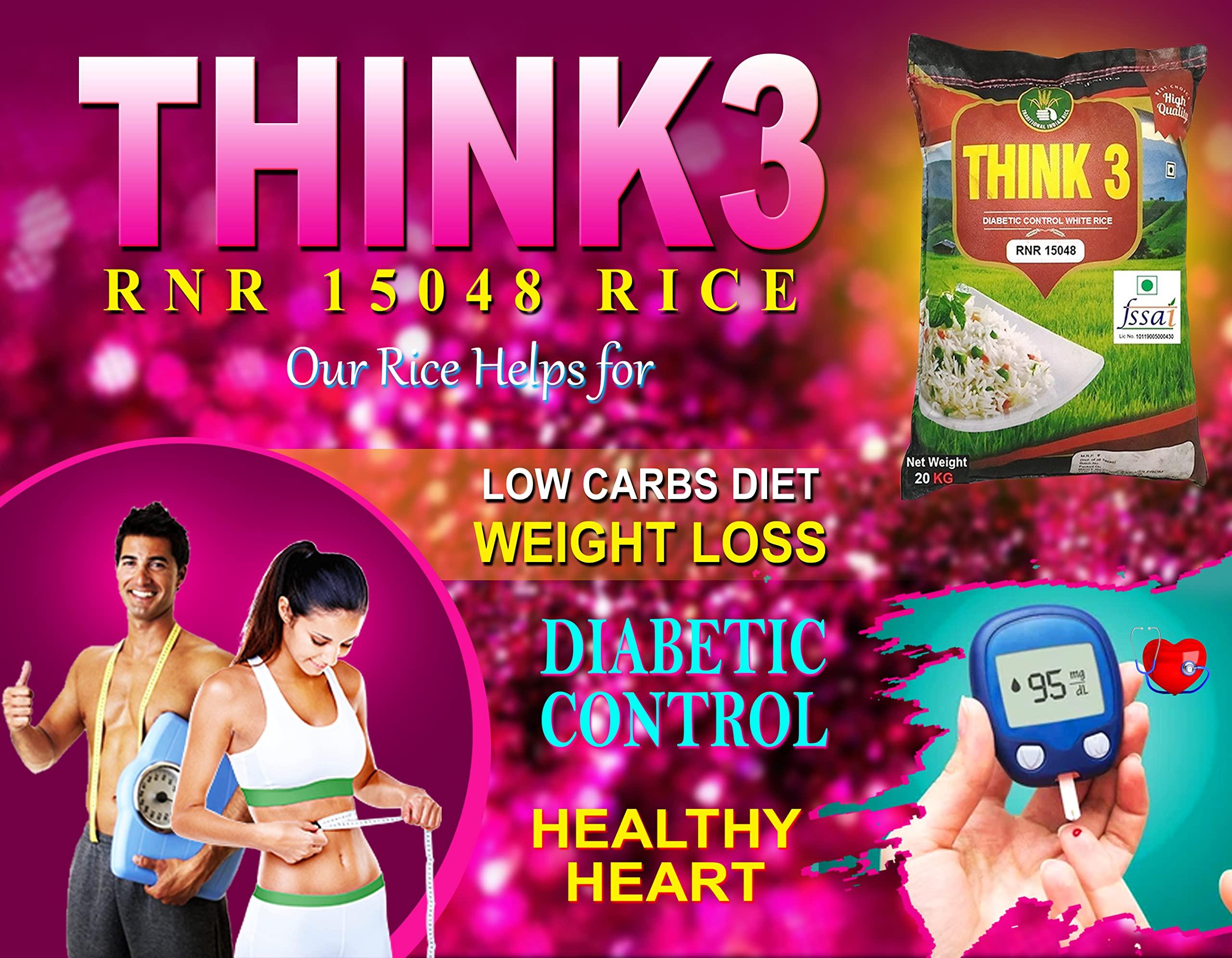 THINK3 THINK3 Diabetic Control White Rice RNR 15048 with Low glycemic Index (20 kg)