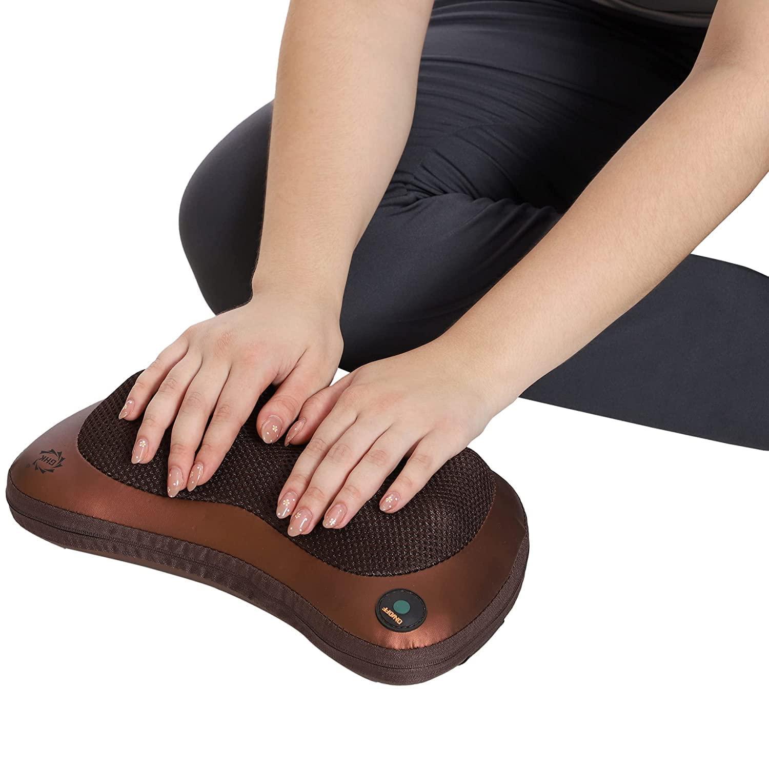 HENTJ HENTJ Back & Neck Kneading Massage Pillow for Complete Relaxation with AC Adaptor Corded Electric & Car Charger, Multicolor