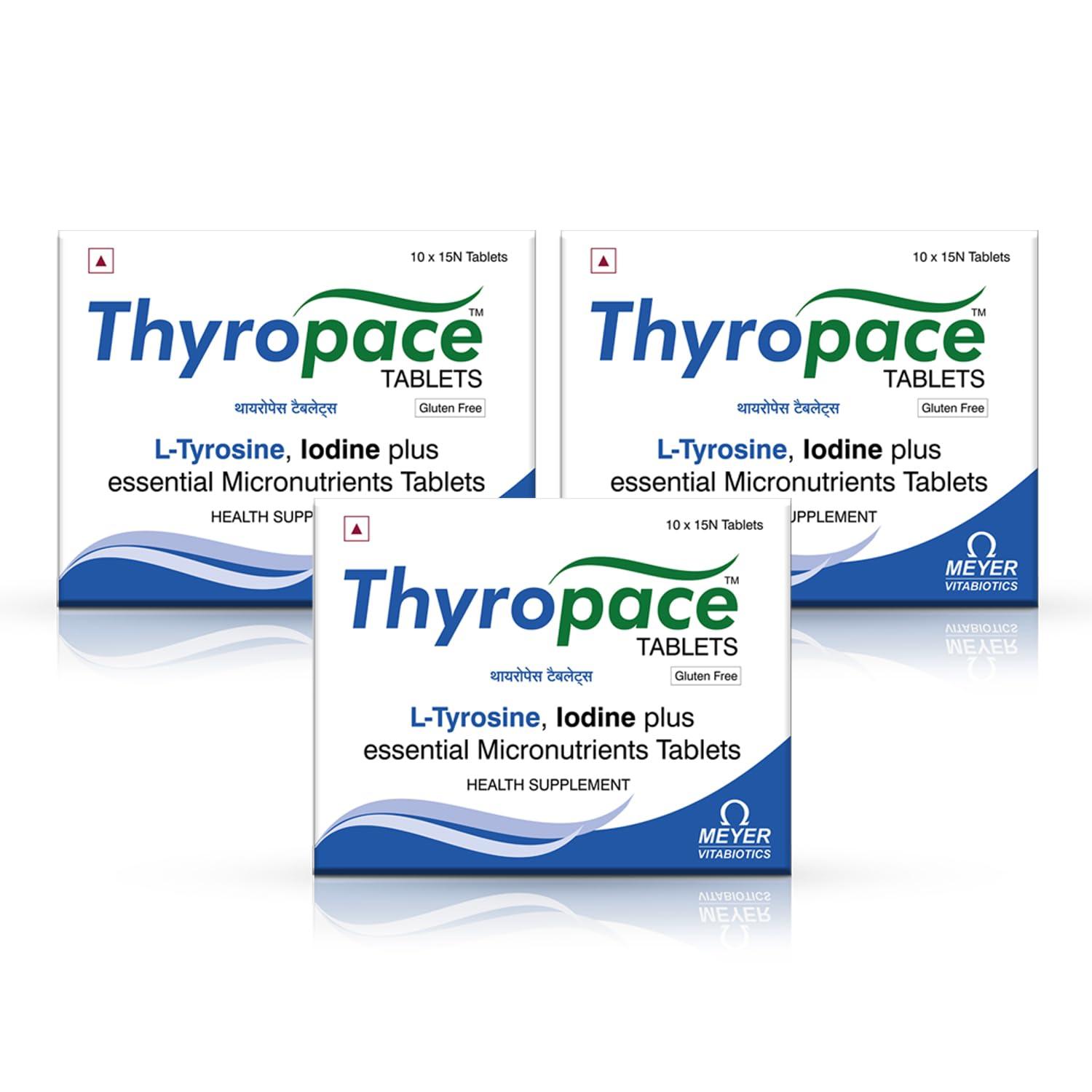 Thyropace Thyropace Tablets With L-Thyrosine, Iodine Plus For Normal Functioning Of Thyroid Functions |15 Tablets (Pack Of 3)