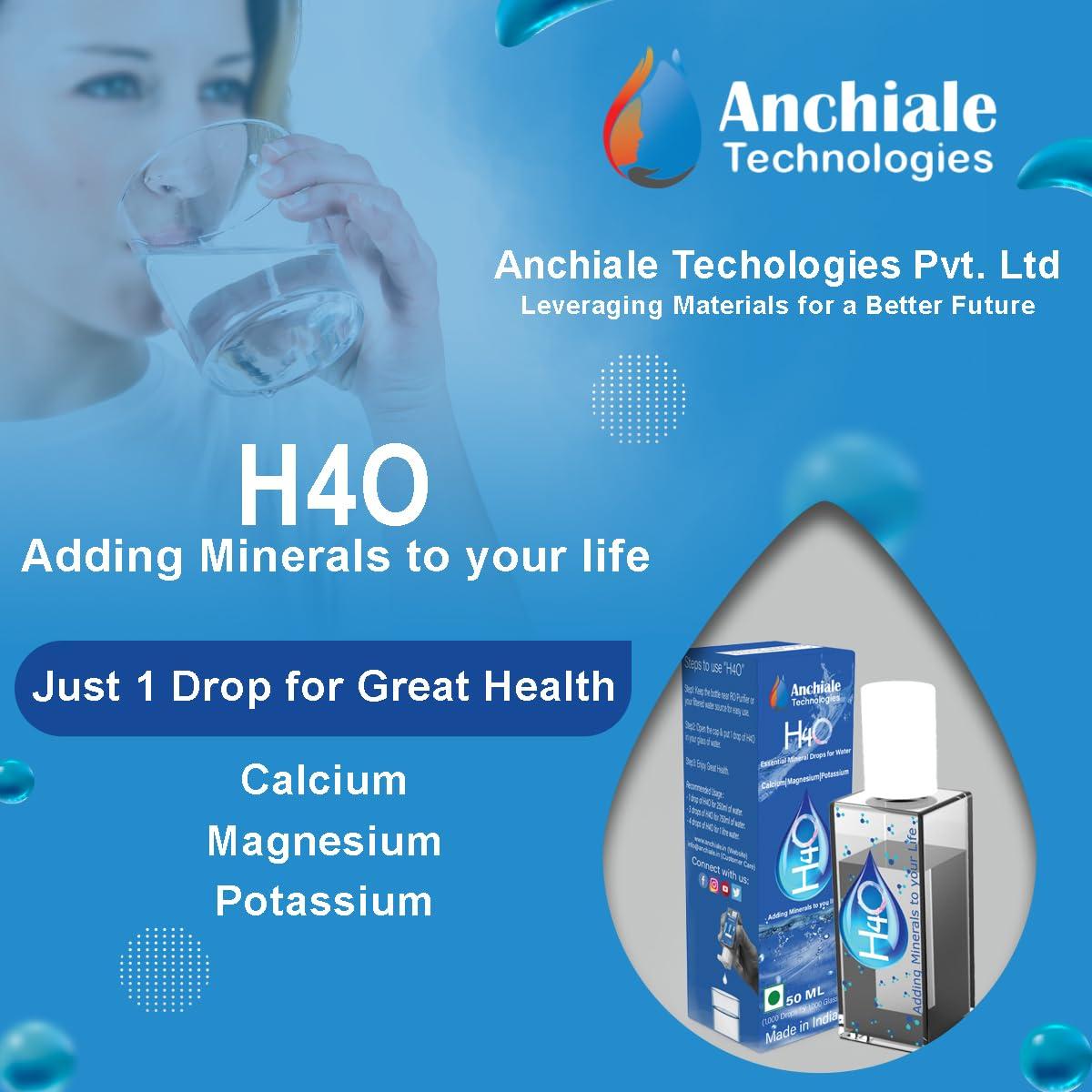 H4O H4O: (Pack of 4)TDS enhancing mineral drops for RO water. Say goodbye to fatigue and body aches. Great Alternative to Calcium, Magnesium and Potassium Tablets. Essential Minerals for 1000 glasses of water.