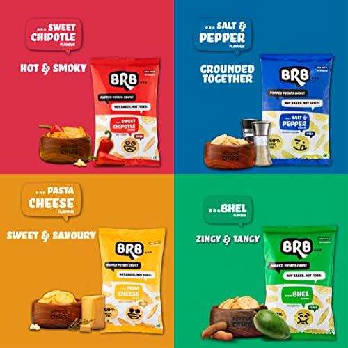 BRB BRB Popped Potato Chips | Not Baked, Not Fried | 4 Flavours | 12 Packs X 25 Grams | 60% Less Fat | Low Calorie | Healthy Snack