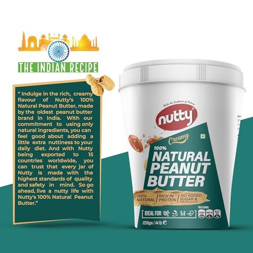 NUTTY NUTTY Natural Peanut Butter Creamy | Made with 100% Roasted Peanuts - 31g Protein, No Added Sugar & Salt, non-GMO, Gluten Free, Vegan Plant Based, Unsweetened Peanut Butter Creamy 1250 g
