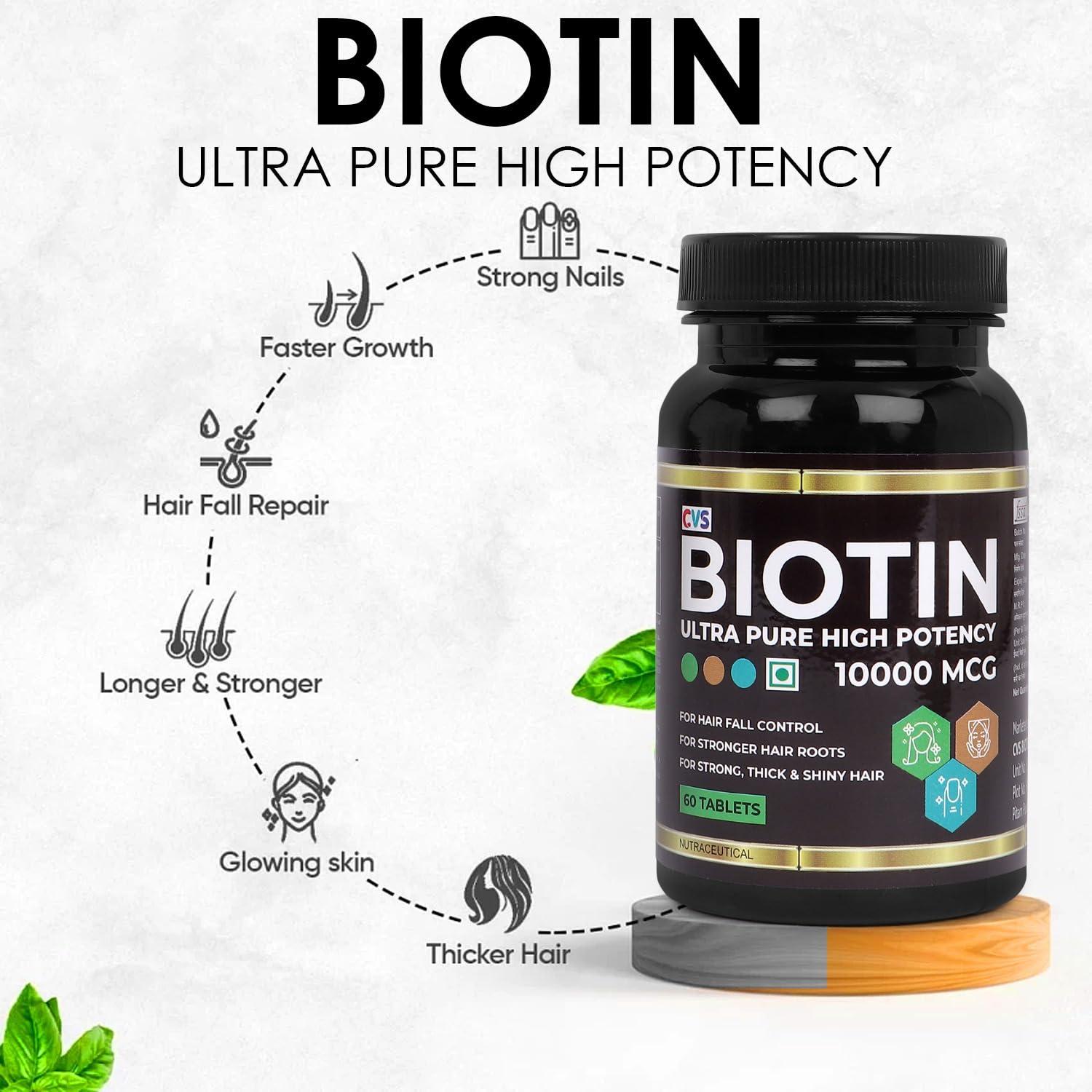 Pharma Biological CVS Biotin Ultra Pure High Potency 10000 MCG