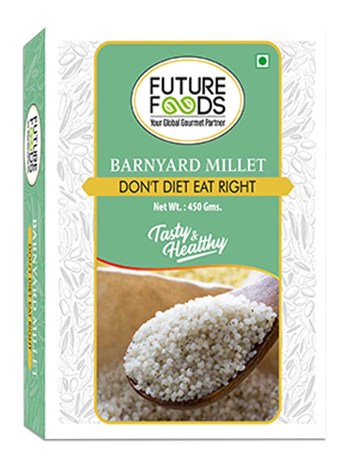 Future Foods Future Foods Premium Barnyard Millet | Jhangora/Sanwa | Gluten Free | Good Source of Protein & Fiber | With More Iron & Zinc Content | Ideal for Celiac & Diabetes Patients | 450g