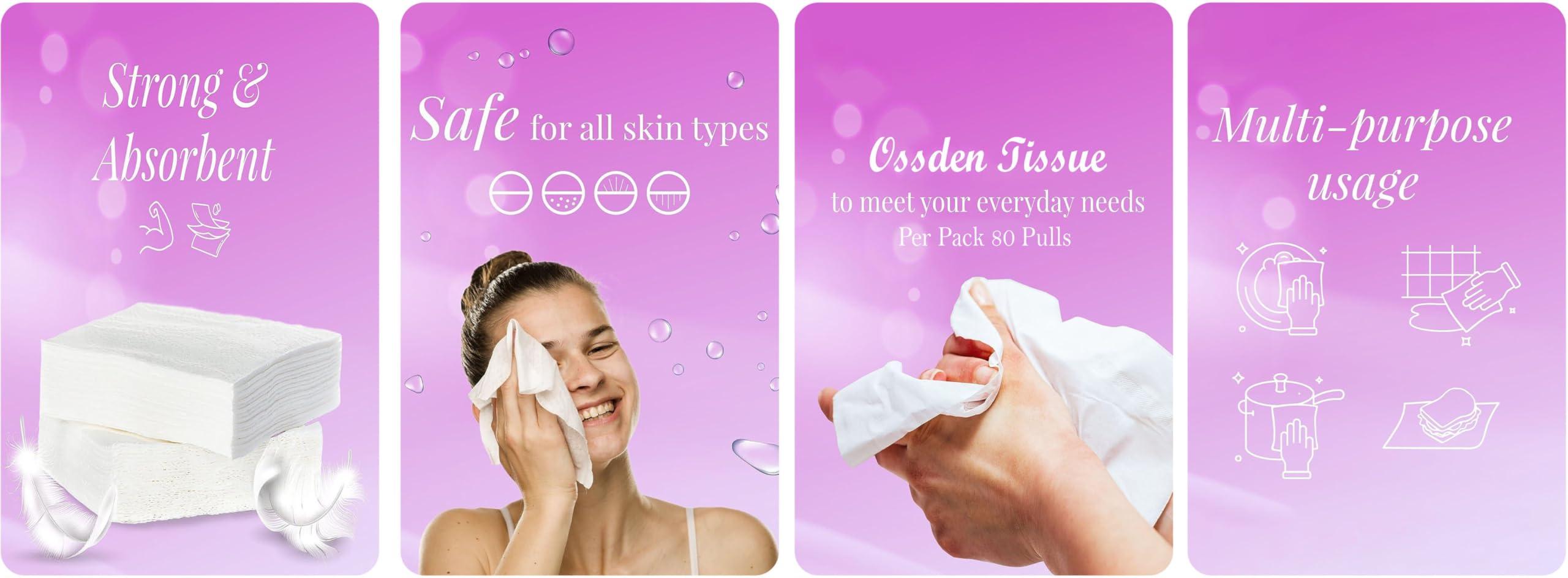 Ossden Ossden Soft Tissue Paper Napkin for Dining Table, Travel, Car, Home Tissue Paper Pack Of 8 (80 Pulls Per Pack, 640 Sheets)