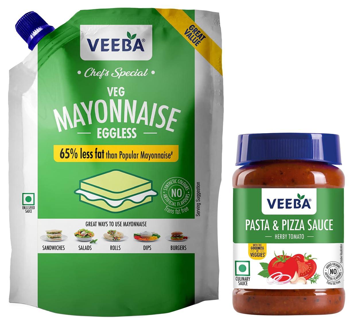 VEEBA Veeba Eggless Mayonnaise (700g) I Veg Mayonnaise I 100% Vegetarian Mayo I Extra Creamy and Delicious I Rich and Thick Texture I Dip, Spread and Dunk & veeba pasta pizza sauce 280g