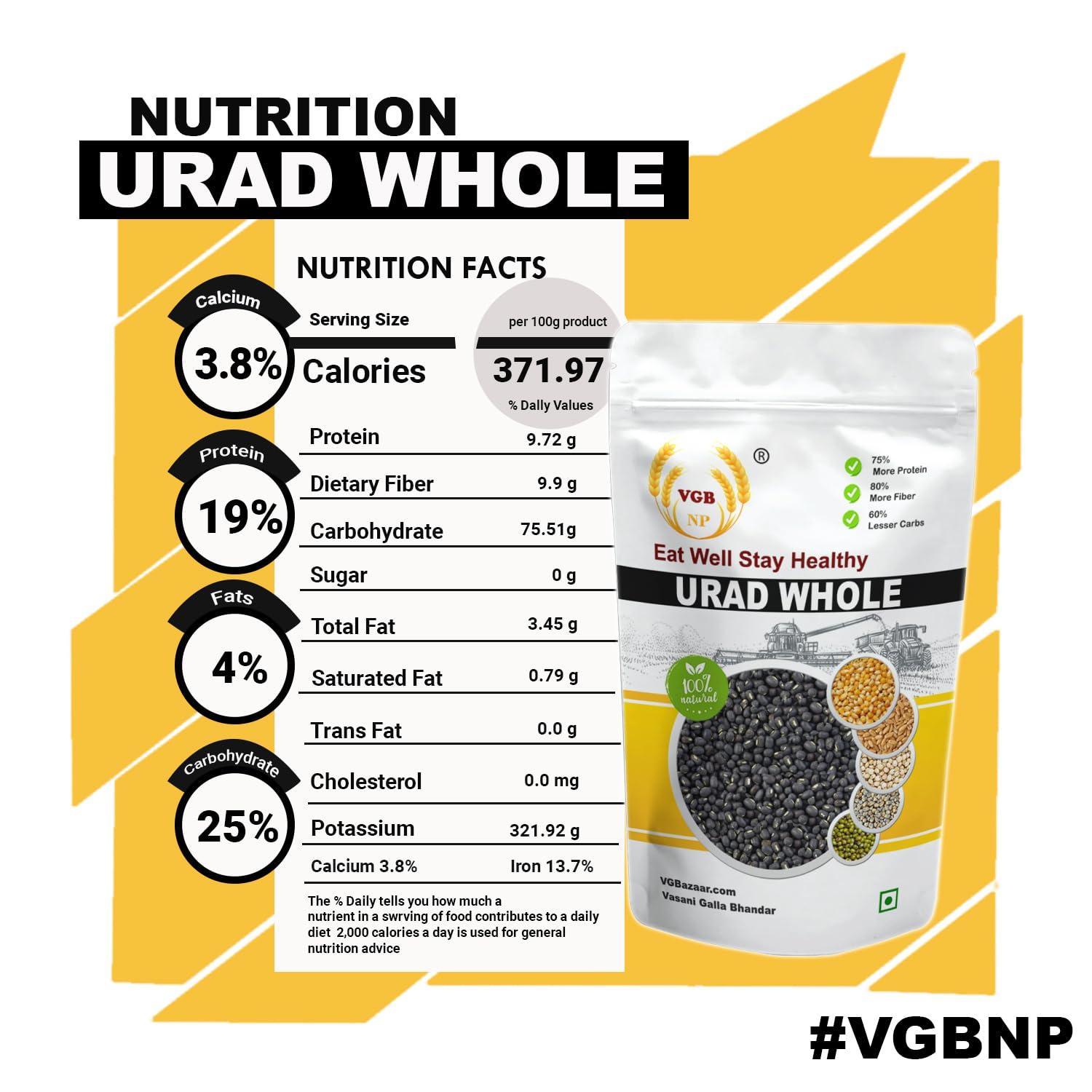 VGBNP VGBNP Natural Whole Black Urad Dal (Kali Urad dal) Unpolished Black Urad Dal, Sabut Urad ki dal (khadi Urad, Black Gram Whole) Healthy & immunity builder Urad dal - 2kg
