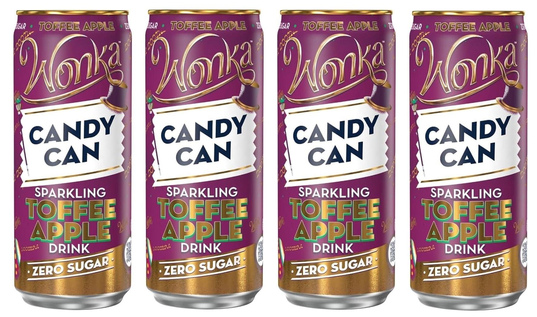 Generic Wonka Candy Cane Sparkling Toffee Apple Fizzy Soft Drink Flavoured With Caramel Apple, Zero Sugar Limited Edition 3 X 330ml (UK)