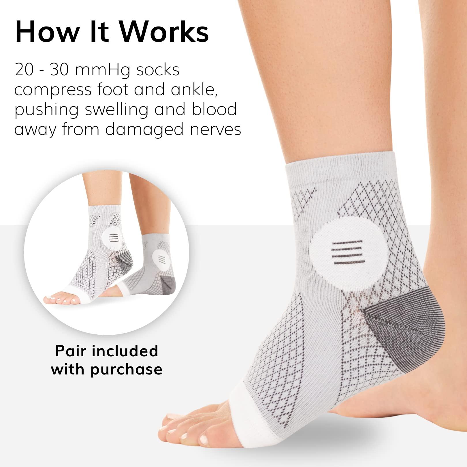 BraceAbility BraceAbility Neuropathy Socks for Women and Men - Toeless Compression Foot Neuropathy Socks, Peripheral Neuropathy Socks, Diabetic Neuropathy Socks, Arthritis Socks (XL - Gray)