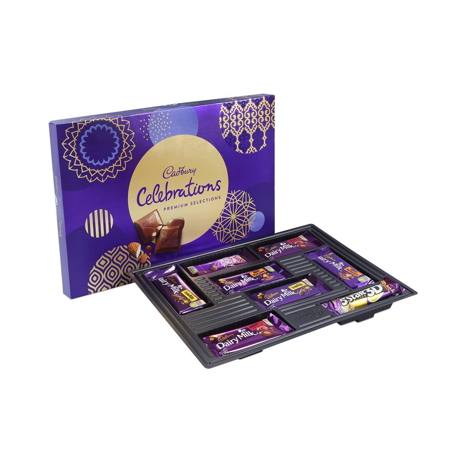Cadbury Cadbury Celebrations Chocolate Gift Pack - Assorted, Premium, 281 g & Bournville Rich Cocoa Dark Chocolate Bar, 80 gm (Pack of 5)