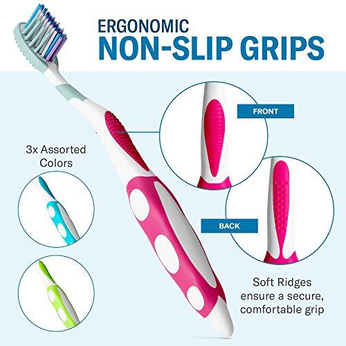 Blasting Health Reusable Toothbrushes, Individually Wrapped Medium Soft Standard Classic Brushes with Nylon Bristles for Dental Health, Oral Hygiene Tooth Care - 6 Pack by Blasting Health