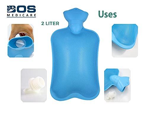 BOS MEDICARE SURGICAL Bos Medicare Surgical Hot Water Bag 2L Reusable Pain Relief, Sport Injuries Cramps & Relaxation for Aches Portable Fishtail Design Blue color