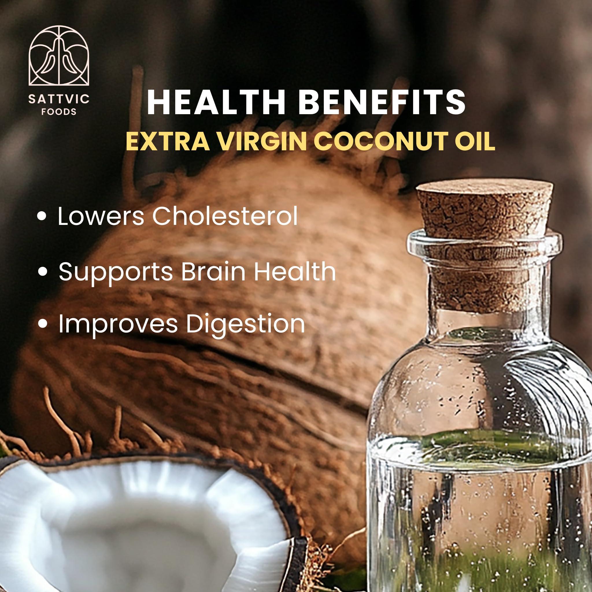 Sattvic Foods Sattvic Foods Wet-Milled Extra Virgin Coconut Oil (1 ltr) Nariyal ka Tel | Cold-Pressed & Certified Organic | Raw and Unrefined | Glass Bottle | Use in Cooking, Frying, Baking, Oil-Pulling