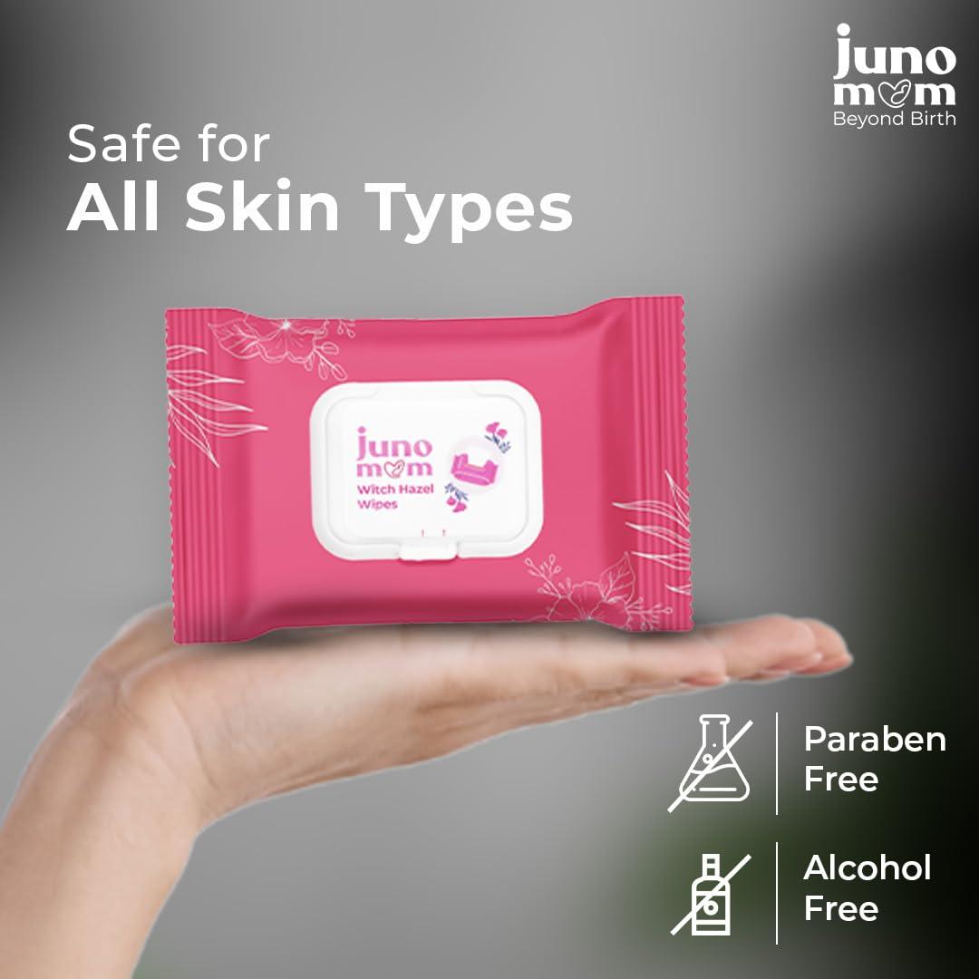 Juno Mom Juno Mom Witch-Hazel Wipes | 100 Pulls (Pack of 5) | Instant Cooling Wet Wipes | Infused with Aloe Vera & Witch Hazel Extracts | Refreshing & Skin-friendly | Paraben & Alcohol-Free