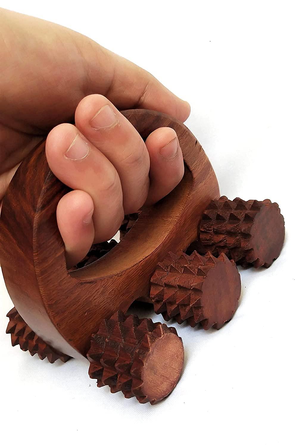 KINGSMAN STORE Boscaiola24 Kingsman store Wooden Back Bone Pain Relief, Acupuncture Roller Massager/ acupressure Manual Wooden Tool (Brown)|| accupressure tools wooden massager back roller