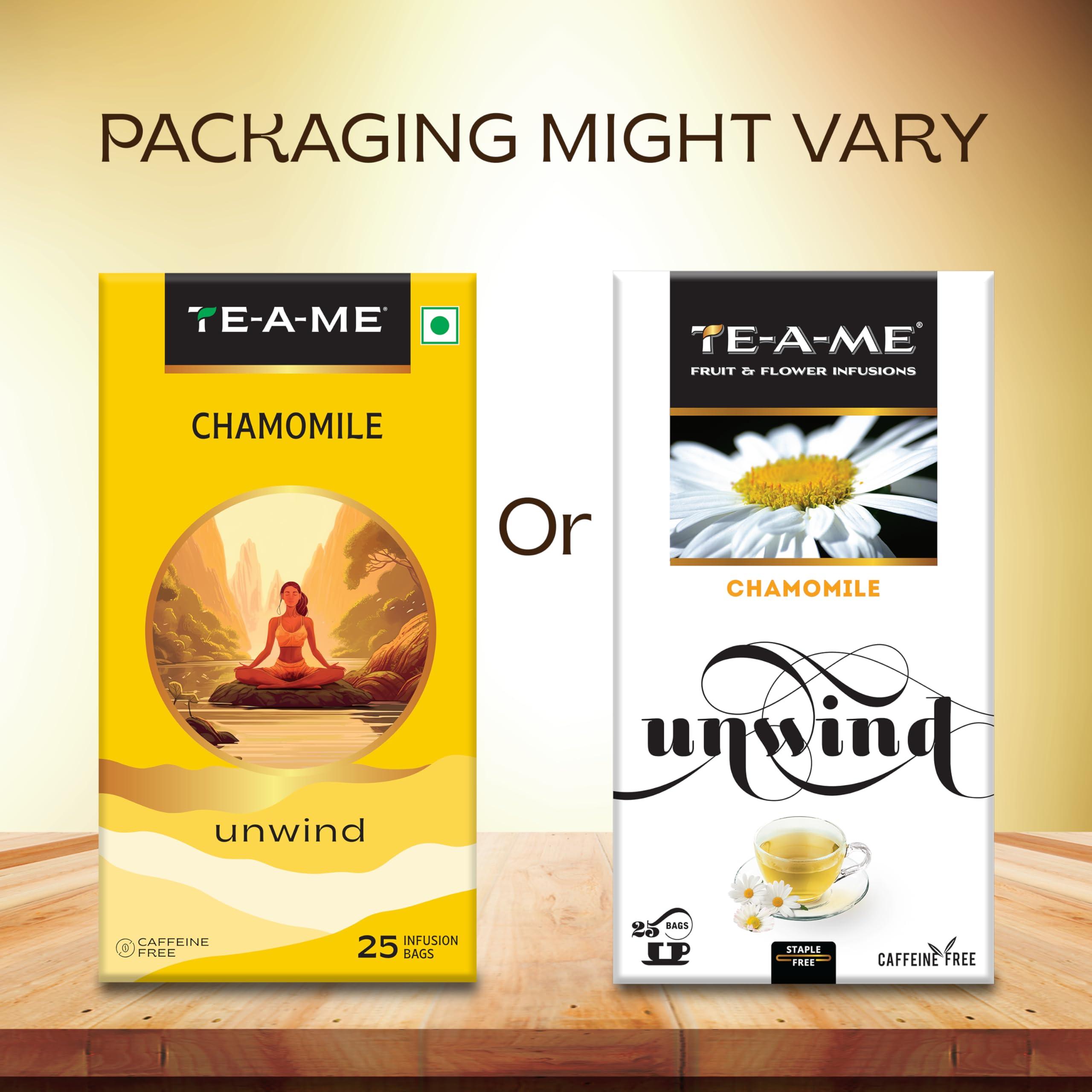 TE-A-ME TE-A-ME Chamomile Tea, 100 Tea Bags (4 Boxes x 25 Tea Bags = 100 Tea Bags) | Chamomile Tea | Herbal Tea | Chamomile Tea Bags | Chamomile Tea for Sleep | Chamomile | Herbal Tea Bags | Flower Tea