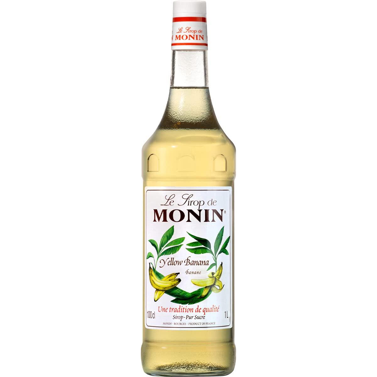 Monin Monin Banana Yellow Flavoured Syrup, 1000 ml, Clear Light Gold, Large