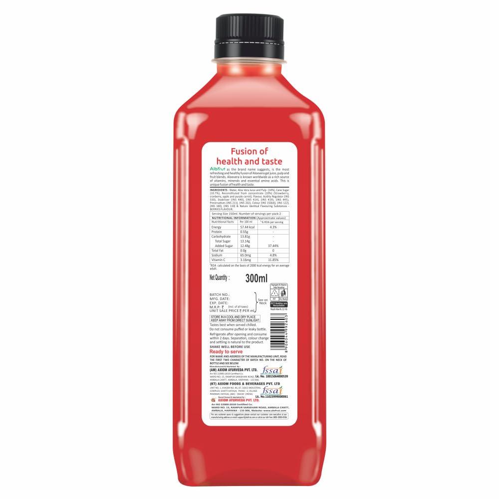 ALO FRUT Alo Frut Berries Aloevera Chunks & Juice 300ml(Pack of 24) - 1 Case | Fruit Juice Mai Aloevera Chunks| Healthy Hai Isme Aloevera Hai | Ready To Serve Drink