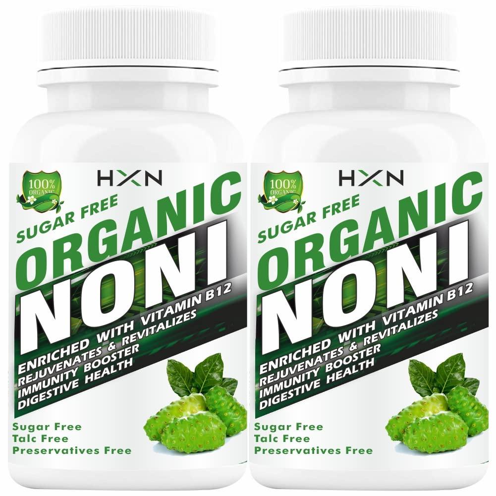 HXN HXN Fresh Noni Juice Tablet With Vitamin B12 Supplements To Help Support Anxiety Relief, Immunity Health, Body detox, -120 Organic Gluten-free Tab (Pack 2)