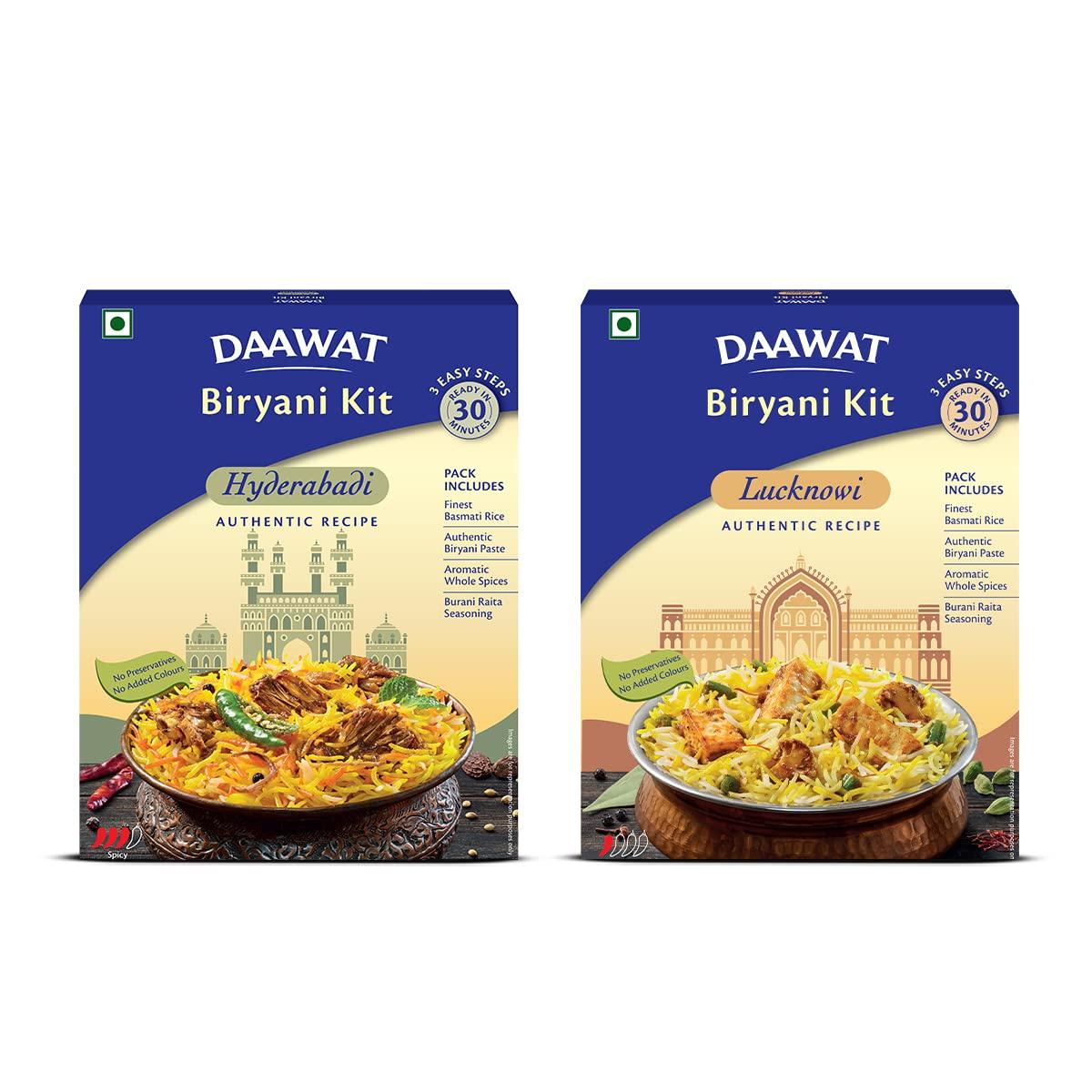 DAAWAT Daawat Biryani Kit Hyderabadi & Lucknowi (Pack of 2)| | Ready in 30 min