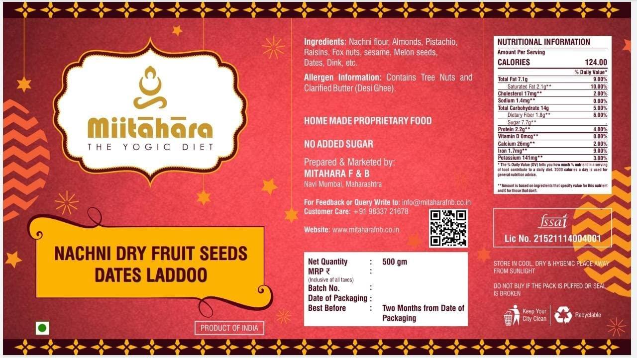 Generic Nachni / Ragi Dry fruits Seeds Dates Laddu | Premium Homemade with Desi Ghee | No Added Sugar or Jaggery | No Added Preservative or Color | 18-20 laddu's in a Package| Combo packc of -2 |