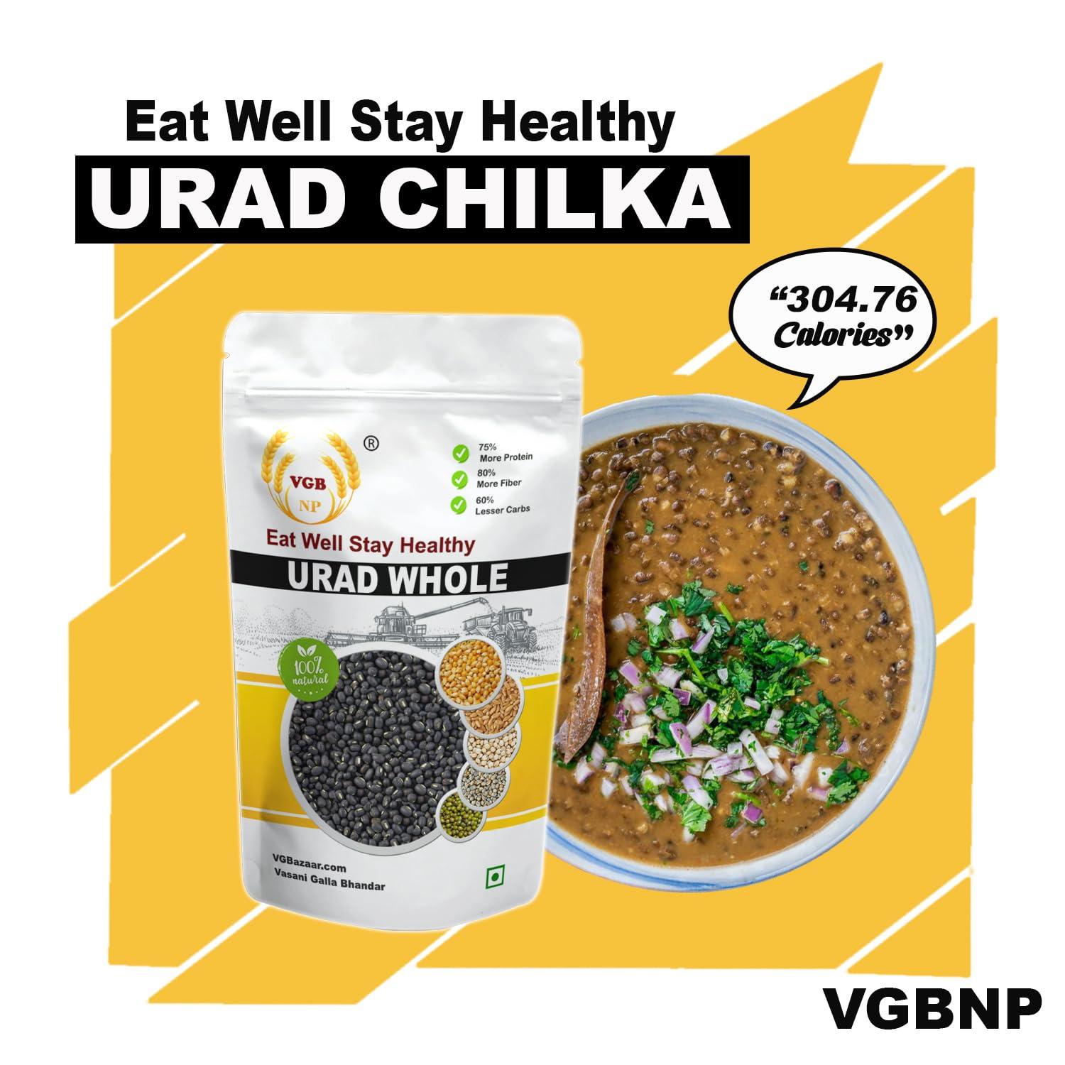 VGBNP VGBNP Natural Whole Black Urad Dal (Kali Urad dal) Unpolished Black Urad Dal, Sabut Urad ki dal (khadi Urad, Black Gram Whole) Healthy & immunity builder Urad dal - 2kg