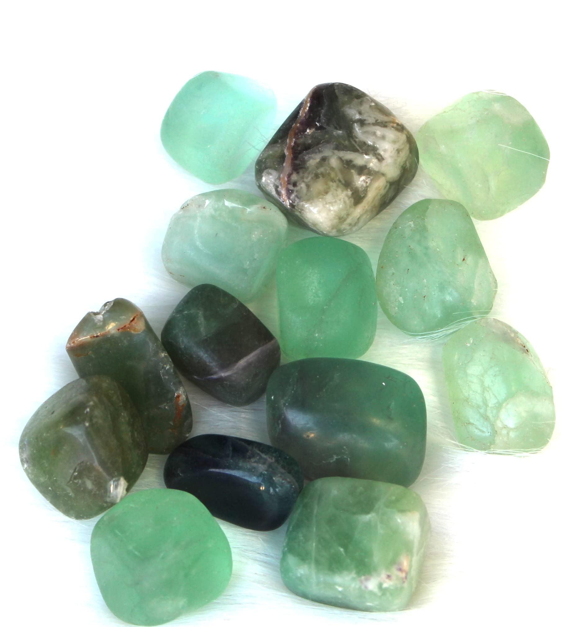 Jet International Crystal Jet Green Flourite Tumbled Stone Approx 0.75 To 1" inch Free 40 Page Booklet on Jet International Crystal Therapy. 100 grams Attractive Genuine A Grade