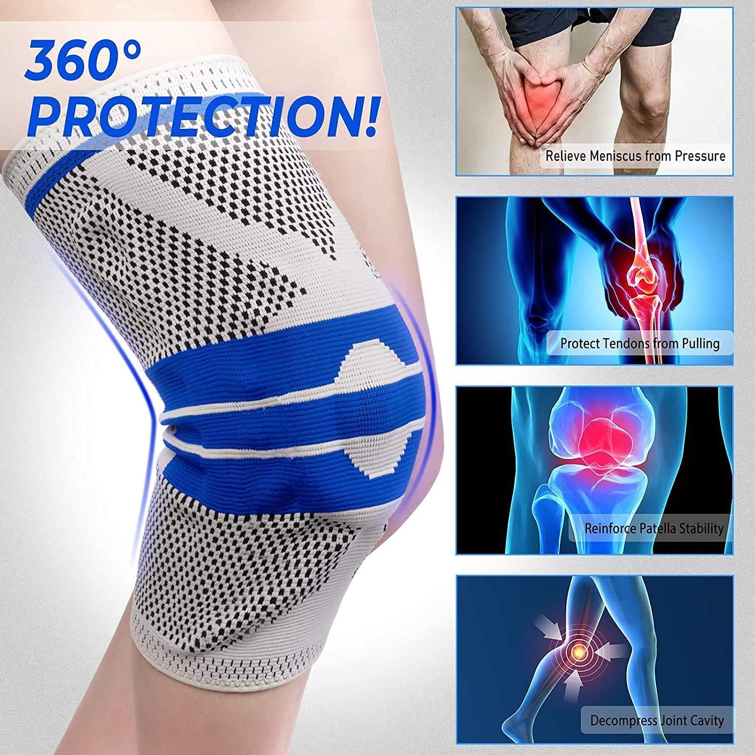 Enyee ENYEE Knee Brace,Knee Compression Sleeve Support with Patella Gel Pad & Side Spring Stabilizers,Medical Grade Knee Protector for Running,Meniscus Tear,Arthritis,Joint Pain Relief,ACL