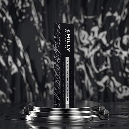 By MILLY By MILLY Professional Series - Eyelash Extension Tweezers - Straight Lash Tweezers for Classic Pickup and Isolation - Precision Pointed Tip - Titanium Coated Stainless Steel - 12 cm (4.72 inches)