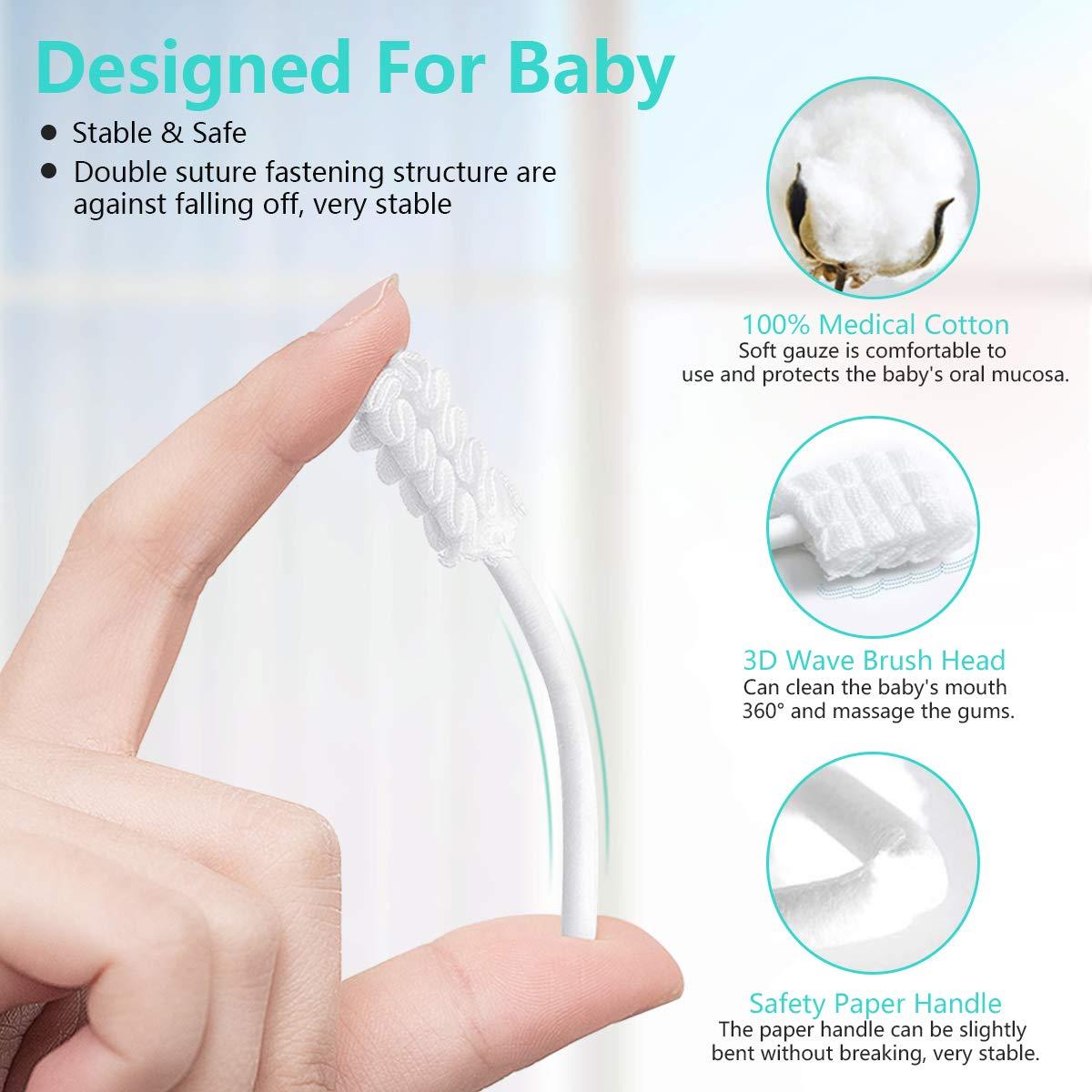 EASICUTI Baby Toothbrush, Baby Tongue Cleaner, 40Pcs Disposable Infant Toothbrush Clean Baby Mouth, Gauze Toothbrush Infant Oral Cleaning Stick Dental Care for 0-36 Month Baby + Free 1Pcs Finger Toothbrush