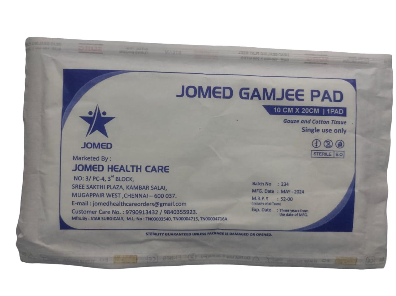 JOMED JOMED GAMJEE PAD, SIZE:10CMX20CM 1 PAD GAUZE AND COTTON TISSUE - PACK OF 8