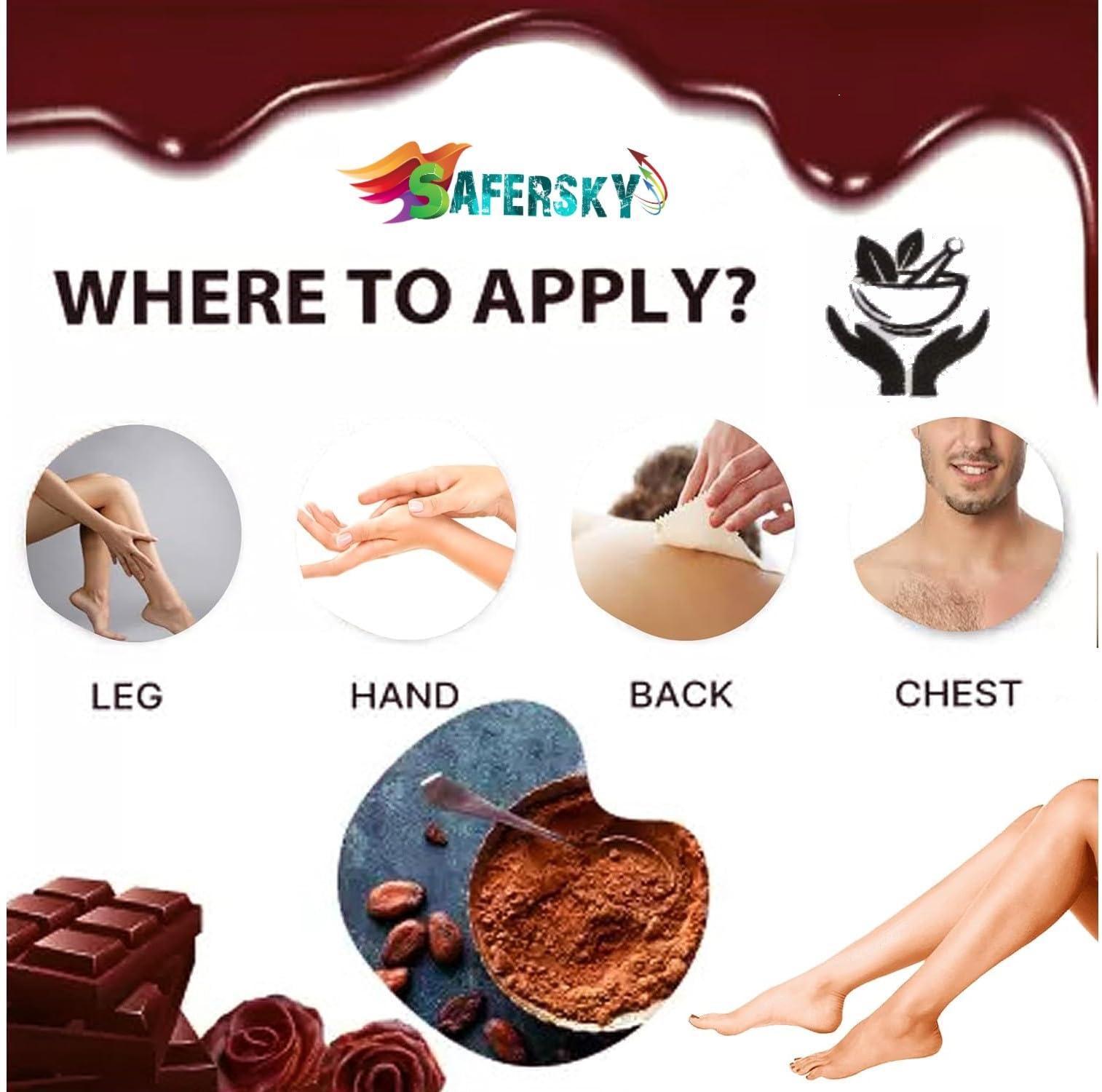 SAFERSKY SAFERSKY Herbal Body Wax Powder for Hair Removal | Chocolate Flavours For Hair Remover Wax Powder | Painless Hair Removal Wax Powder | Zero irritation | No Side Effects | Hair Removal Powder For All Hair & Skin Types Bikini Area Organic Hair Removal
