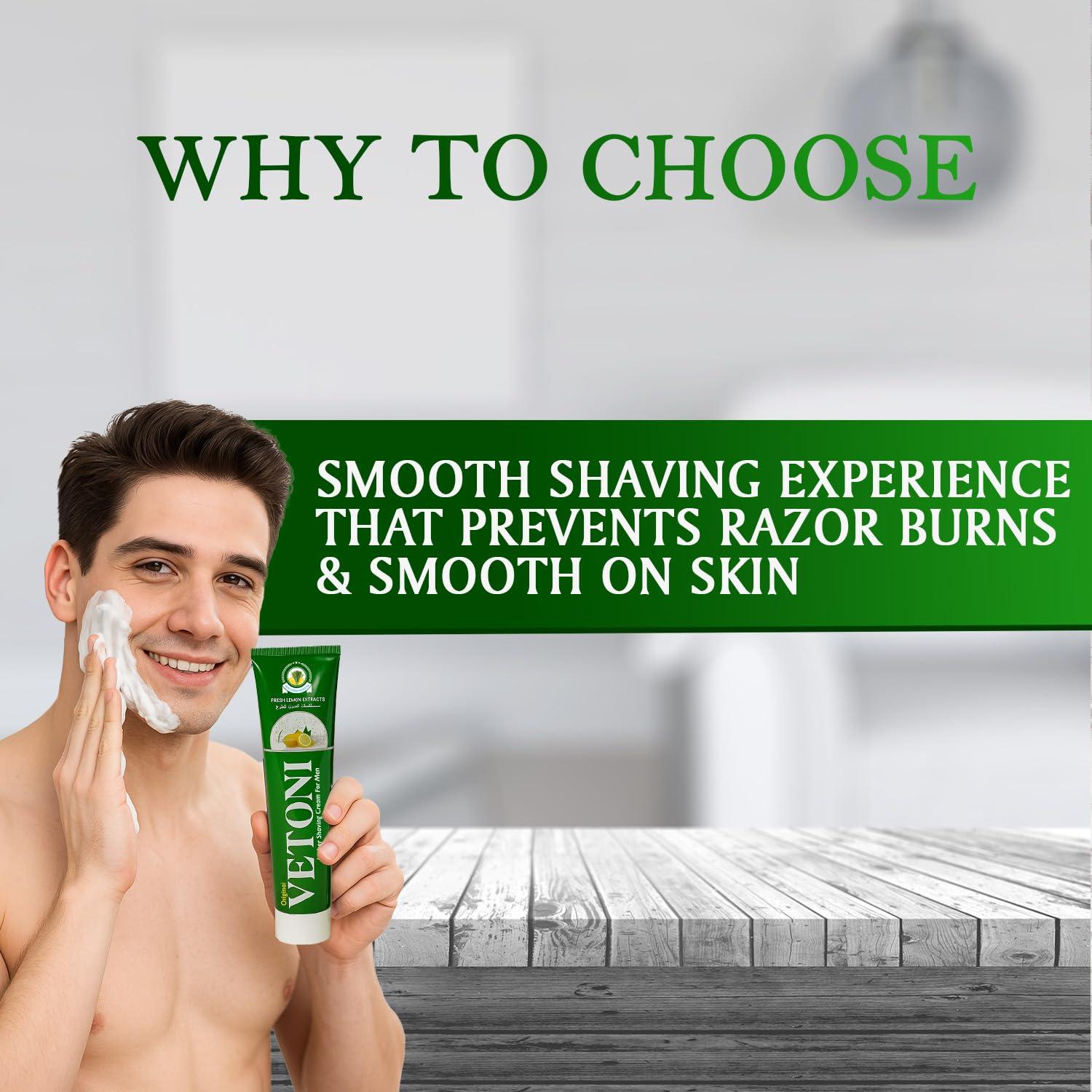 Vetoni Vetoni India Shaving Cream For Men, Tropical Lime Shaving Cream 125g With Aloevera Vitamin E and Bacti- Guard Formula, For All Skin Types, Heals, Moisturizes & Smoothens Skin (3 * 125gm)