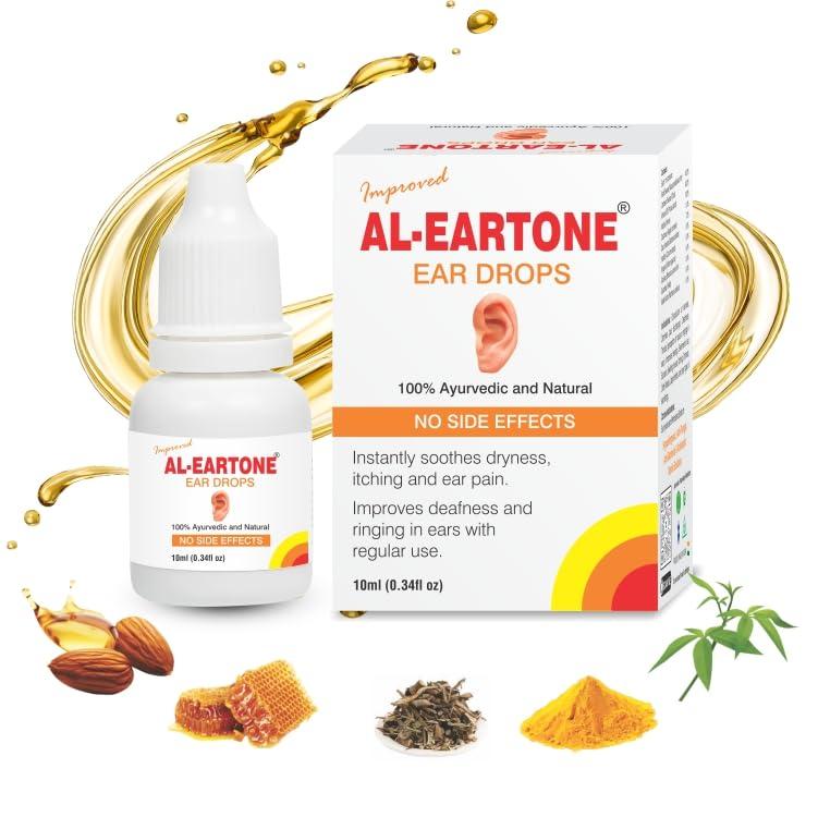 AL-EARTONE AL-EARTONE EAR DROPS | Antifungal | Antibacterial | No Side Effects | 100% Ayurvedic & Natural Herbal Ear Drops | 10 ml, Pack of 2