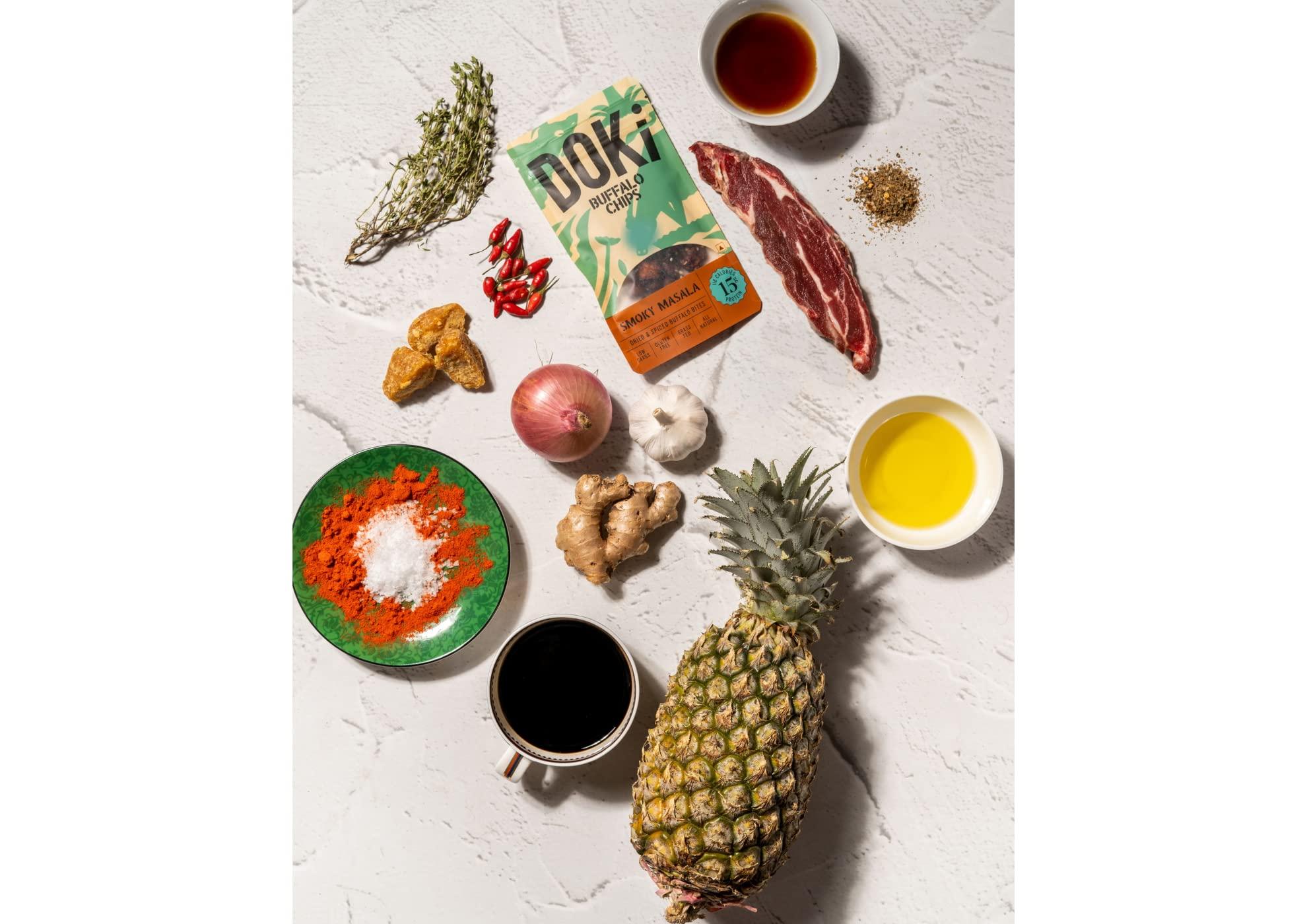 Doki DOKi Buffalo Jerky for Humans (5 Flavours) (High Protein, Low Calorie, All-Natural, Gluten Free, Ready-to-eat meat))