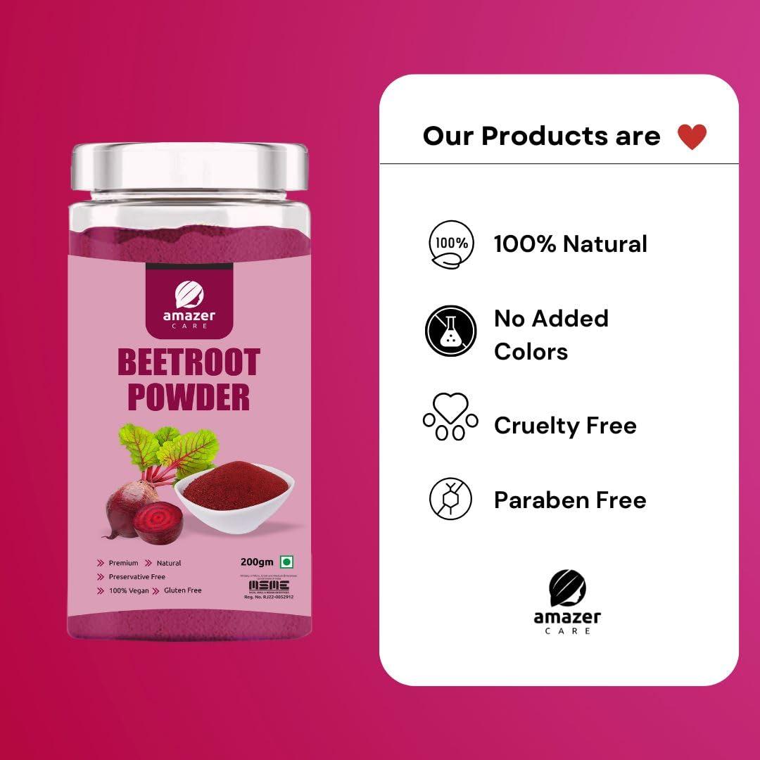 AmazerCare AmazerCare Beetroot & Moriga Powder Combo (2 Jars, 200/100gm) - Nutrient-Rich Superfood, Pure & Natural For Eating & Drink, For Detox & Health, Antioxidants