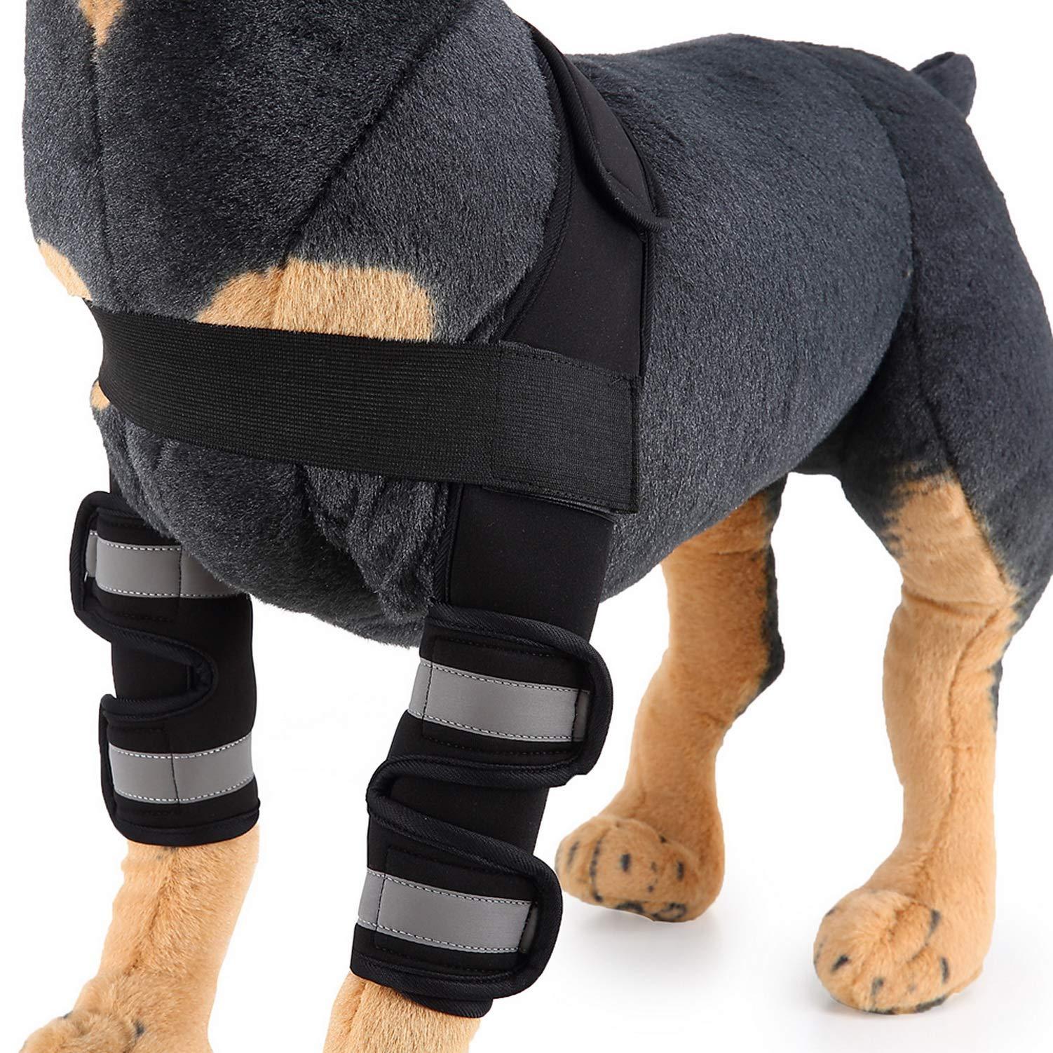 SELMAI SELMAI Reflective Dog Shoulder Brace Front Leg Brace Canine Elbow Protector Extra Supportive Joint Wrap Arthritis Loss of Stability Helps Wounds Healing Prevents Injuries Sprains Black S