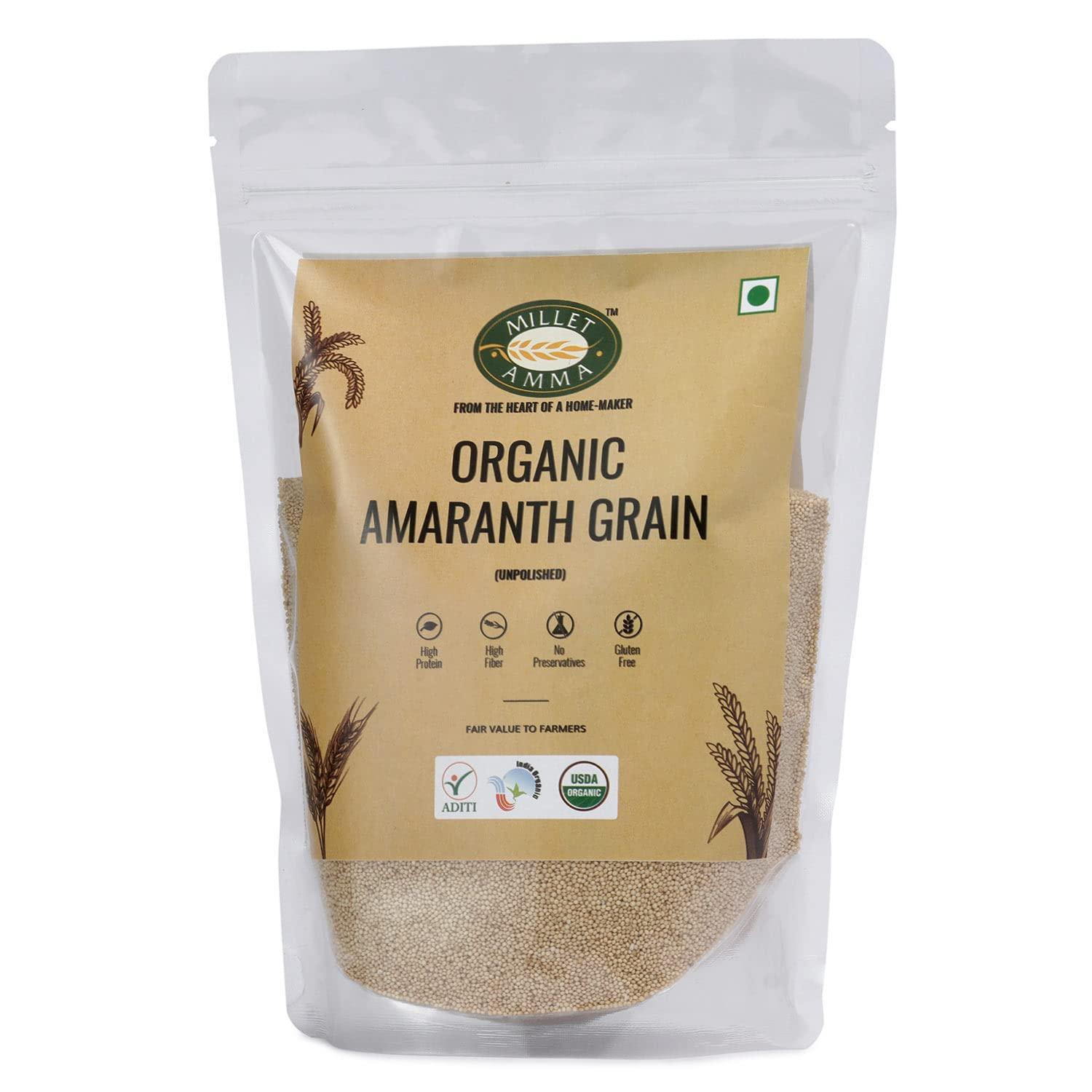 MILLET AMMA Millet Amma Organic Amaranth Grain 1kg | Unpolished, High in Protein & Fibre - Gluten Free & Vegan