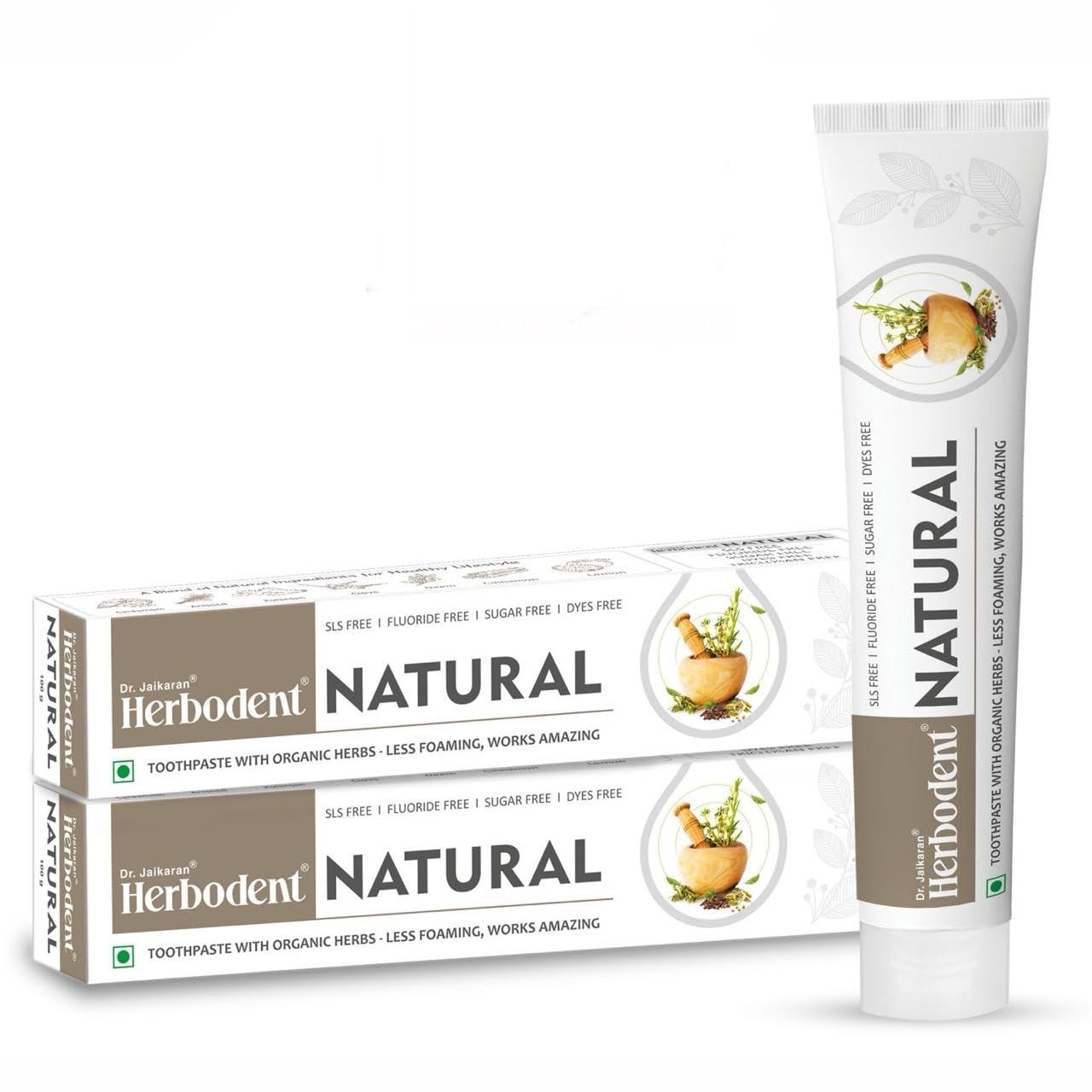 Herbodent Herbodent Natural Toothpaste - 100g Pack of 2 | Less Foaming, Works Amazing | SLS Free | Fluoride Free | Herbal Toothpaste with Neem, Clove & More Herbs