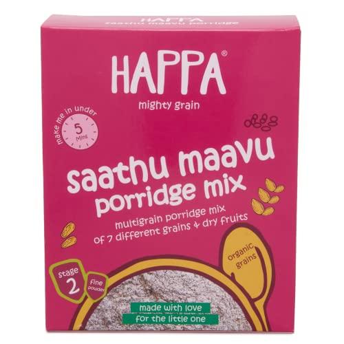 HAPPA Happa Organic Baby Food Sathu Maavu | 100% Natural Multi-Grain Millets and Cereals Porridge Mix Khichdi| Instant Health Food | No Added Salt, Sugar or Milk | No preservatives | 200gm