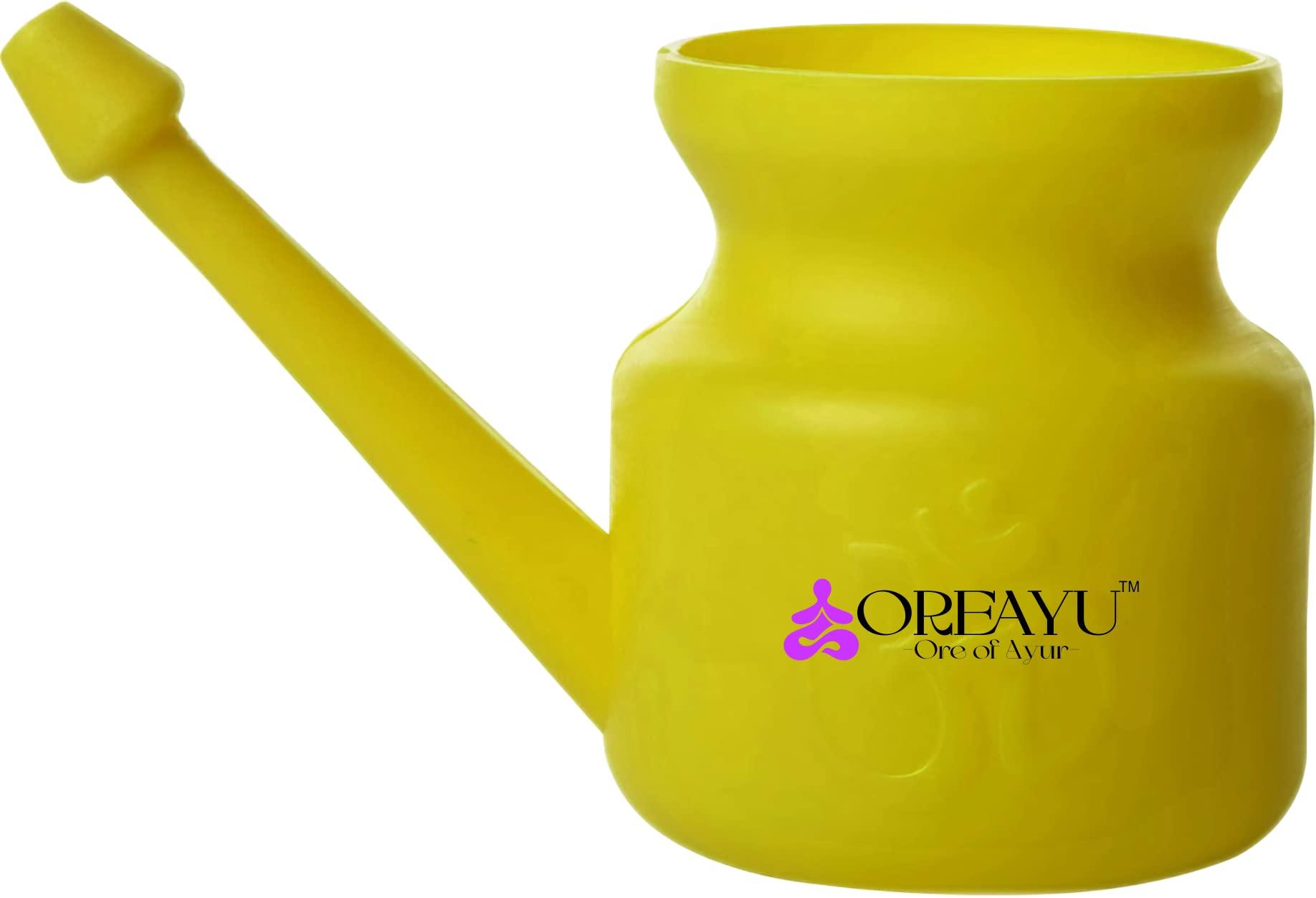 OREAYU OREAYU Plastic Jala Neti Pot Lota 500 ml Yellow Jal Neti for Health and Yoga Use Made of virgin plastic