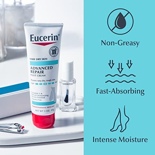 Eucerin Eucerin Advanced Repair Foot Cream - Fragrance Free, Foot Lotion for Very Dry Skin - 3 oz. Tube (Pack of 3)