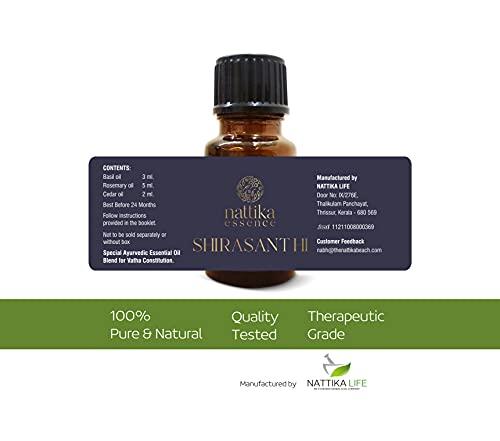 Nattika Essence Shirasanthi - Calming Ayurvedic Essential Oil Blend by Nattika Essence - 10 ml - Basil, Rosemary, Cedar - Manage Migraine and Headache