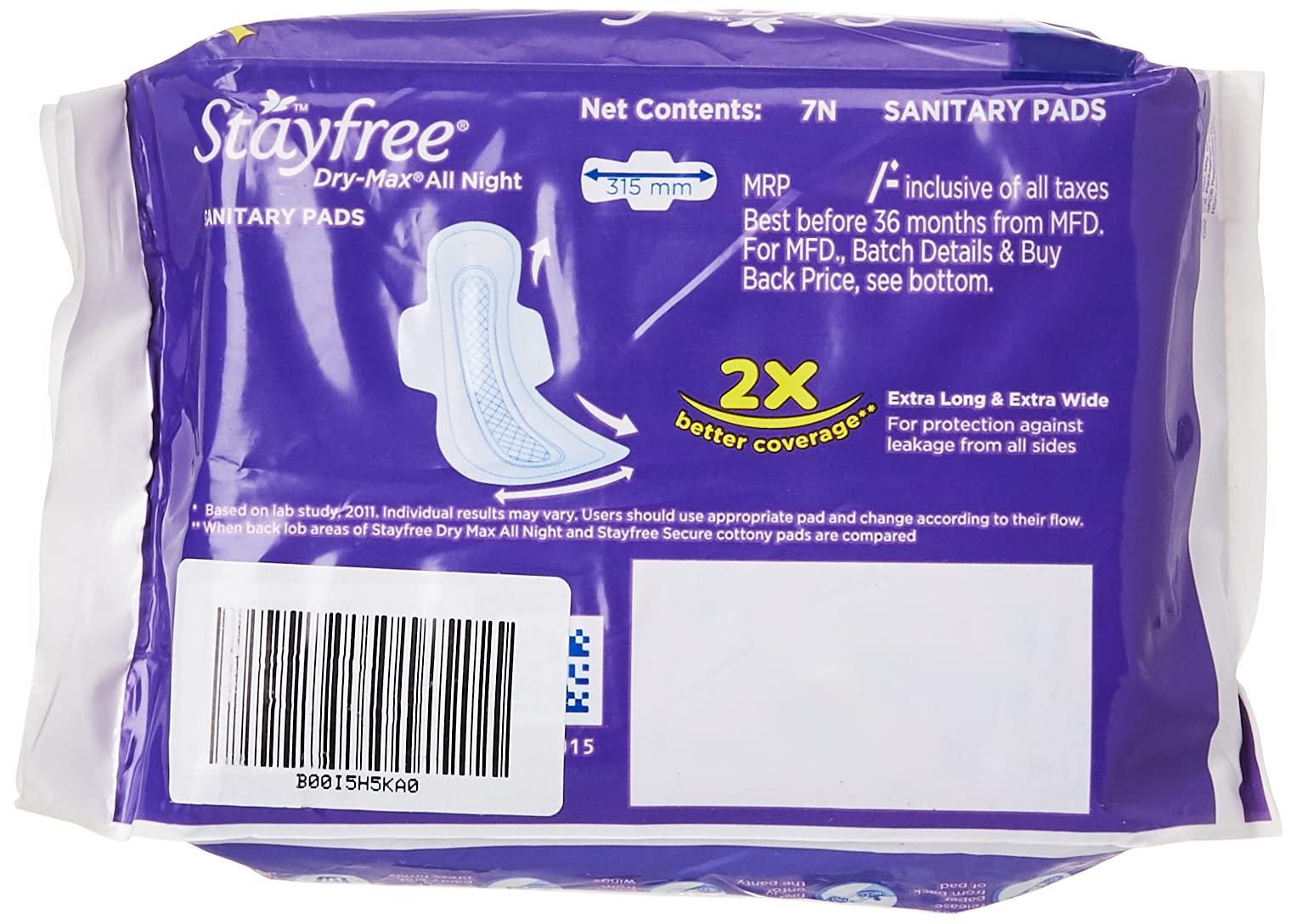 Stayfree STAYFREE best Dry Max all Nights 14+14+7 Pad Sanitary Pad (Pack of 35)