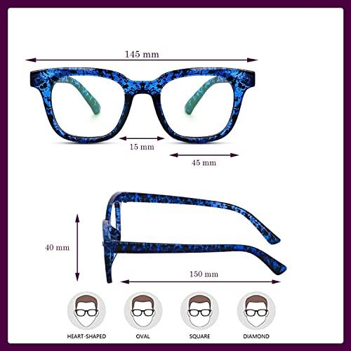 Dervin Dervin Blue Light Blocking Computer Glasses Gaming Filter Transparent Square Eyeglasses for Eye Protection Men and Women, Tablet/Laptop/Mobile/TV, Anti-blue & Anti eyestrain (Blue-Print)
