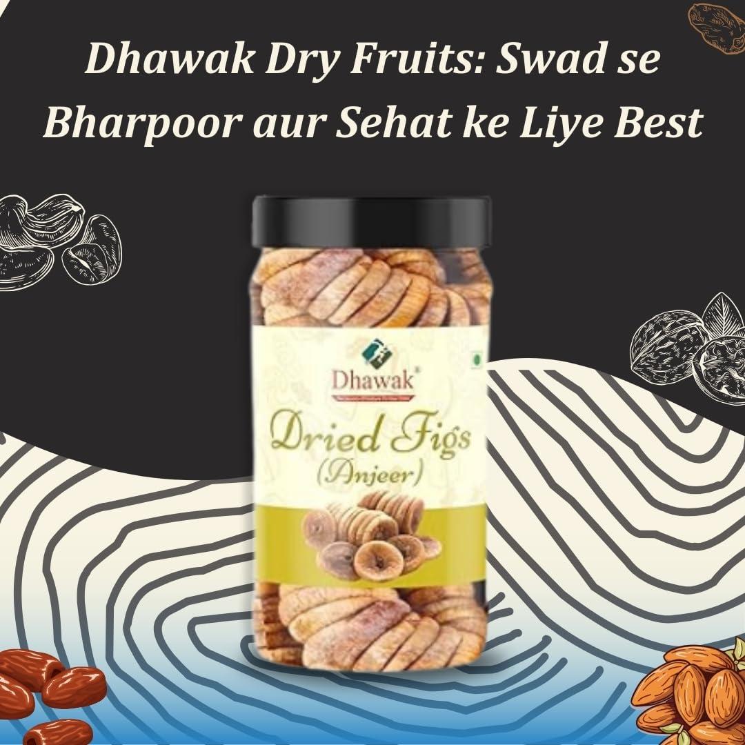 DHAWAK Dhawak Dried Figs Afghani Anjeer 500 gm Afghani Anjeer Big Size |Figs Dry Fruits Anjir (Dried Figs) Dry Fruits for Body Mass Loss, [Jar Pack]