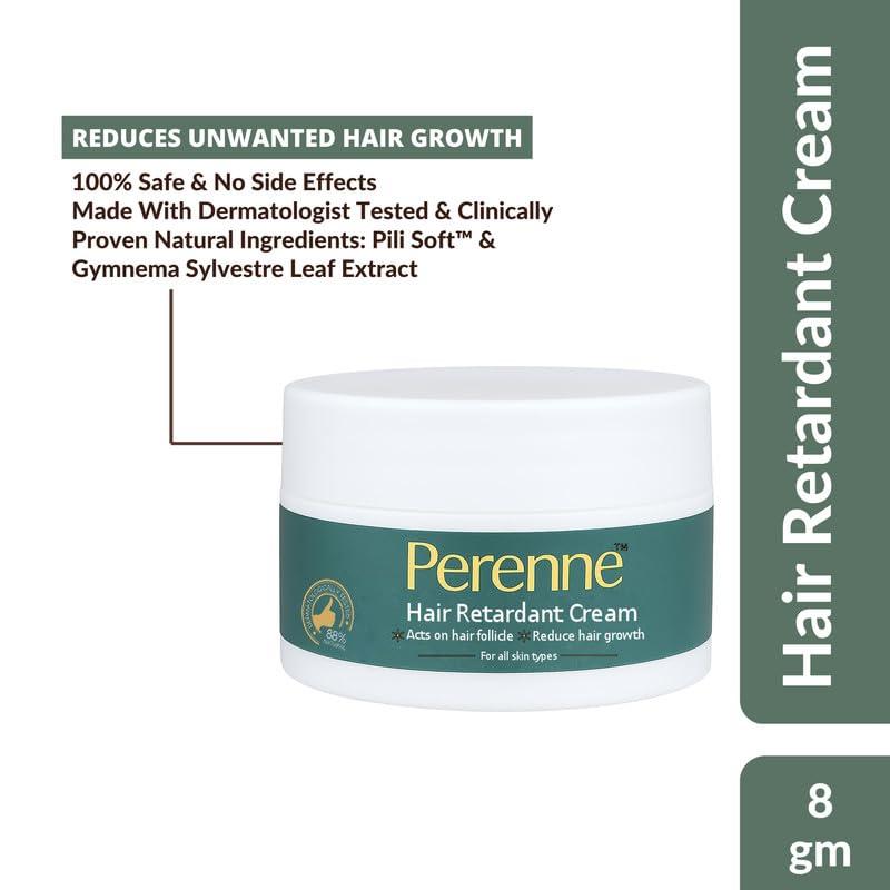 PERENNE Perenne Hair Retardant Cream | Hair Reduction Lotion For Reducing Unwanted Body and Facial Hair in Men and Women | Natural|Paraben Free|Dermatologist Tested- 1 Pack (8g)