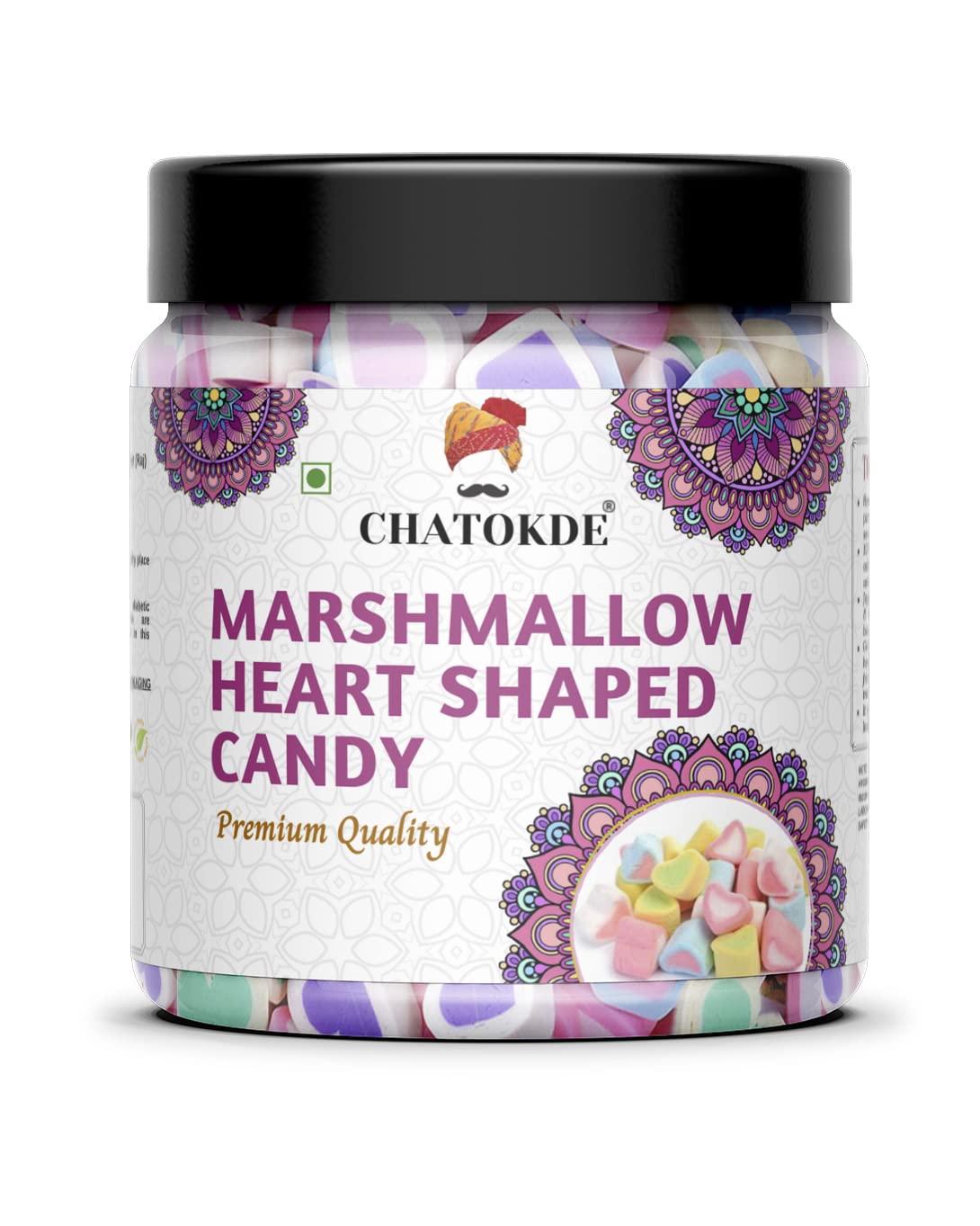 CHATOKDE CHATOKDE Heart Shape Marshmallows 100% Vegan - Assorted Fruit Flavours 150 Pieces |Jar Pack|
