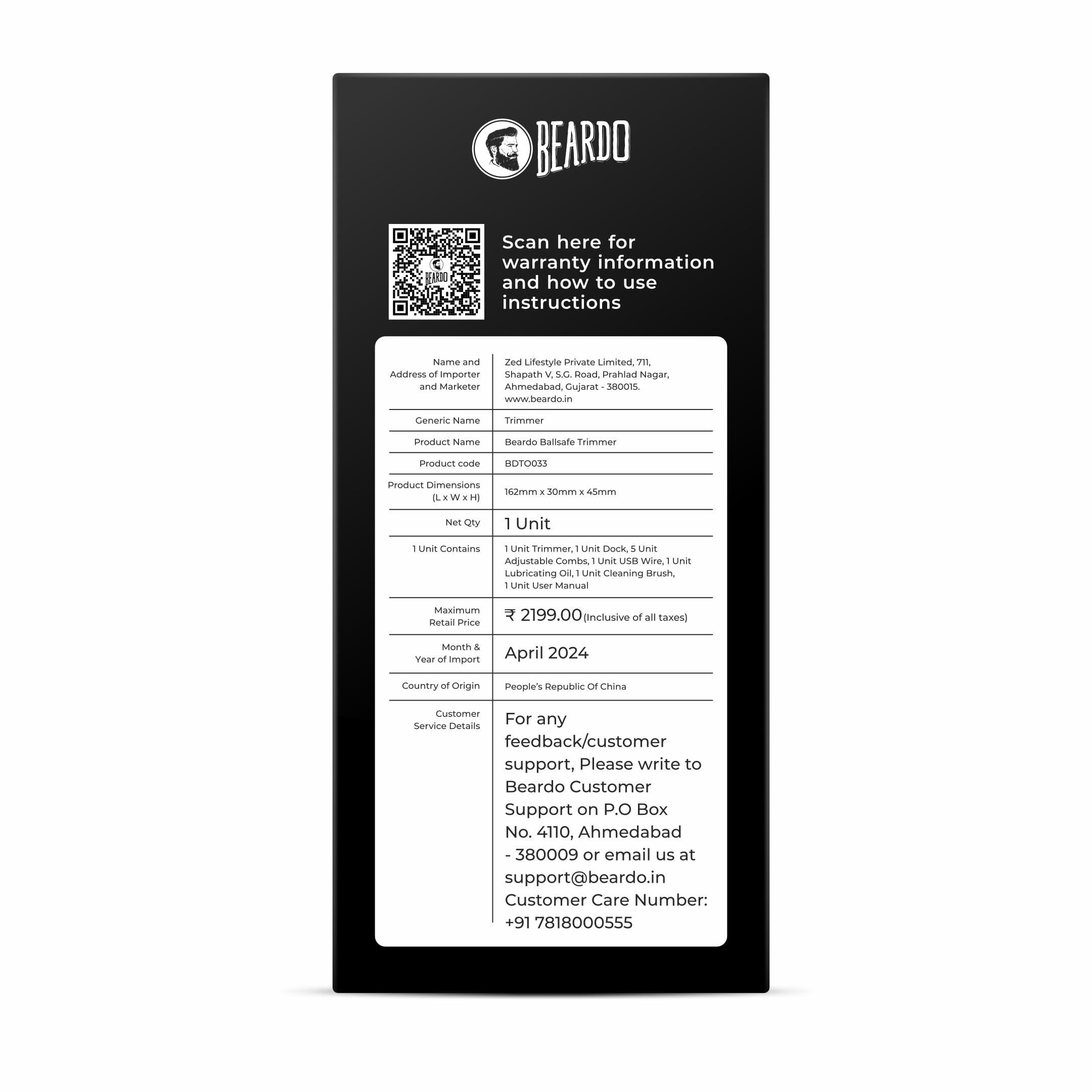 BEARDO Beardo Ball Safe Trimmer for Men | Fast charging trimmer men for private parts, beard, body | IPX7 Waterproof Trimmer with Safe Flexible Blades | Body Grooming Kit - No Nicks or Cuts, Powerful Motor, Type C, Fast Charging, 110-Min Runtime | Full Body